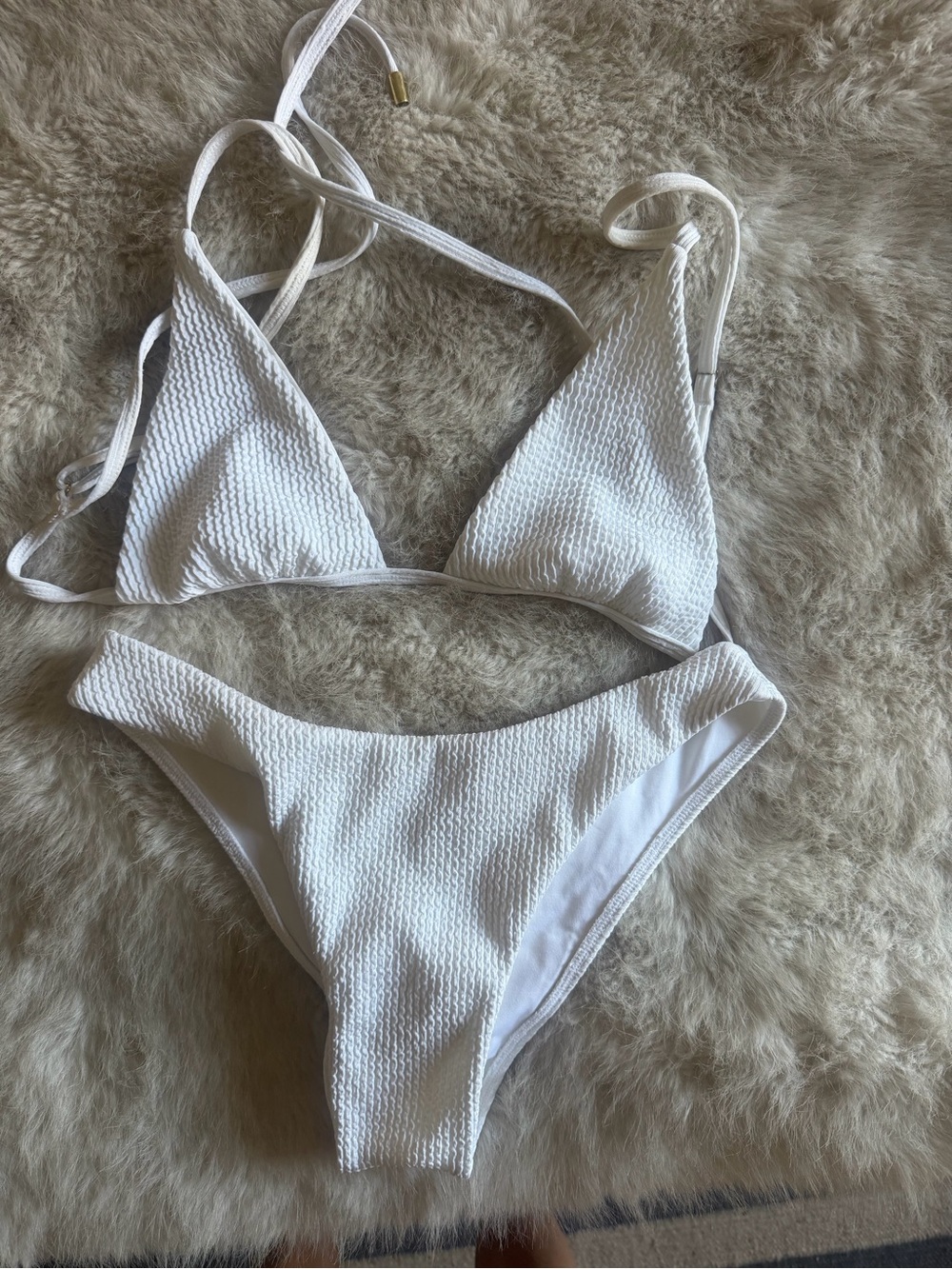 Monday Swimwear White Rib Bikini Top - Medium